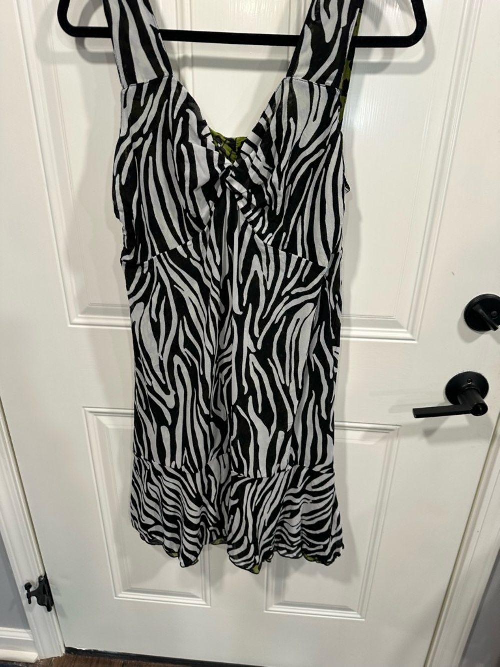 CAbi Black & White Zebra-Print Mini Dress